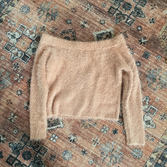 MINKPINK Australia Florentine Fuzzy Off The Shoulder Sweater - Picture 6 of 9